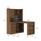 Okak Bureau en L de 46 pouces peu encombrant avec étagère, bureau d'ordinateur avec tiroirs, bureau d'angle pour salle de lecture, chambre, bureau