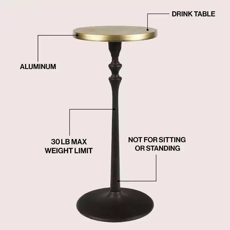 JONATHAN Y Lulu Table d'appoint décorative ronde en métal de style Art déco classique de 49,5 cm