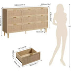 Commode à 9 tiroirs, chiffonnier de chambre moderne en bois avec tiroirs de rangement, meuble TV de style rustique pour salon, chambre, couloir