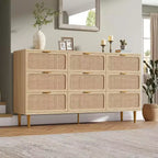 Commode à 9 tiroirs, chiffonnier de chambre moderne en bois avec tiroirs de rangement, meuble TV de style rustique pour salon, chambre, couloir