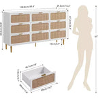 Commode à 9 tiroirs, chiffonnier de chambre moderne en bois avec tiroirs de rangement, meuble TV de style rustique pour salon, chambre, couloir