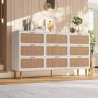 Commode à 9 tiroirs, chiffonnier de chambre moderne en bois avec tiroirs de rangement, meuble TV de style rustique pour salon, chambre, couloir