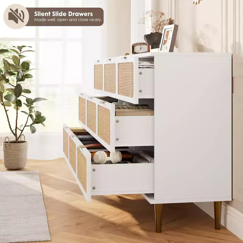 Commode à 9 tiroirs, chiffonnier de chambre moderne en bois avec tiroirs de rangement, meuble TV de style rustique pour salon, chambre, couloir
