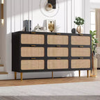 Commode à 9 tiroirs, chiffonnier de chambre moderne en bois avec tiroirs de rangement, meuble TV de style rustique pour salon, chambre, couloir