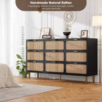 Commode à 9 tiroirs, chiffonnier de chambre moderne en bois avec tiroirs de rangement, meuble TV de style rustique pour salon, chambre, couloir