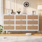 Commode à 9 tiroirs, chiffonnier de chambre moderne en bois avec tiroirs de rangement, meuble TV de style rustique pour salon, chambre, couloir