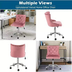 Fauteuil de bureau en velours VINGLI - Chaise de bureau moderne rembourrée avec hauteur réglable, mécanisme d'inclinaison et roulettes - Rose