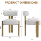 Chaises de salle à manger rembourrées, chaises de salle à manger modernes en tissu bouclé avec dossier incurvé ergonomique, chaises de cuisine confortables avec pieds en bois d'hévéa
