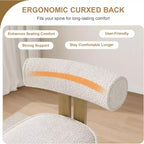 Chaises de salle à manger rembourrées, chaises de salle à manger modernes en tissu bouclé avec dossier incurvé ergonomique, chaises de cuisine confortables avec pieds en bois d'hévéa