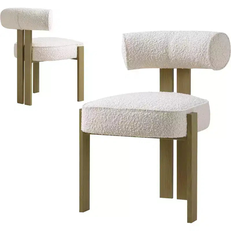 Chaises de salle à manger rembourrées, chaises de salle à manger modernes en tissu bouclé avec dossier incurvé ergonomique, chaises de cuisine confortables avec pieds en bois d'hévéa