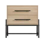 Table de chevet avec tiroirs, Table de chevet en bois clair, Table d'appoint large