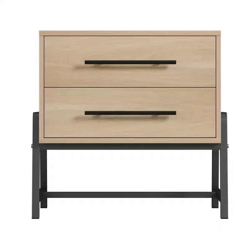 Table de chevet avec tiroirs, Table de chevet en bois clair, Table d'appoint large