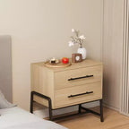 Table de chevet avec tiroirs, Table de chevet en bois clair, Table d'appoint large