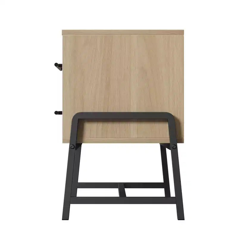 Table de chevet avec tiroirs, Table de chevet en bois clair, Table d'appoint large