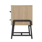 Table de chevet avec tiroirs, Table de chevet en bois clair, Table d'appoint large