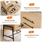 Table de chevet avec tiroirs, Table de chevet en bois clair, Table d'appoint large