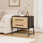Table de chevet avec tiroirs, Table de chevet en bois clair, Table d'appoint large
