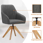 Fauteuil pivotant capitonné Furniliving en lin pour bureau, salon ou chambre à coucher