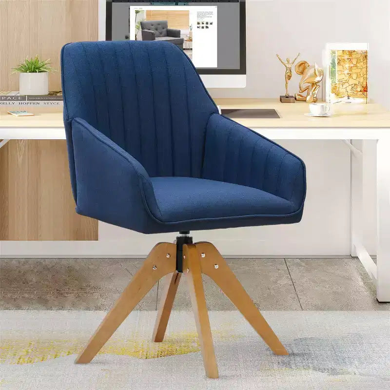 Fauteuil pivotant capitonné Furniliving en lin pour bureau, salon ou chambre à coucher