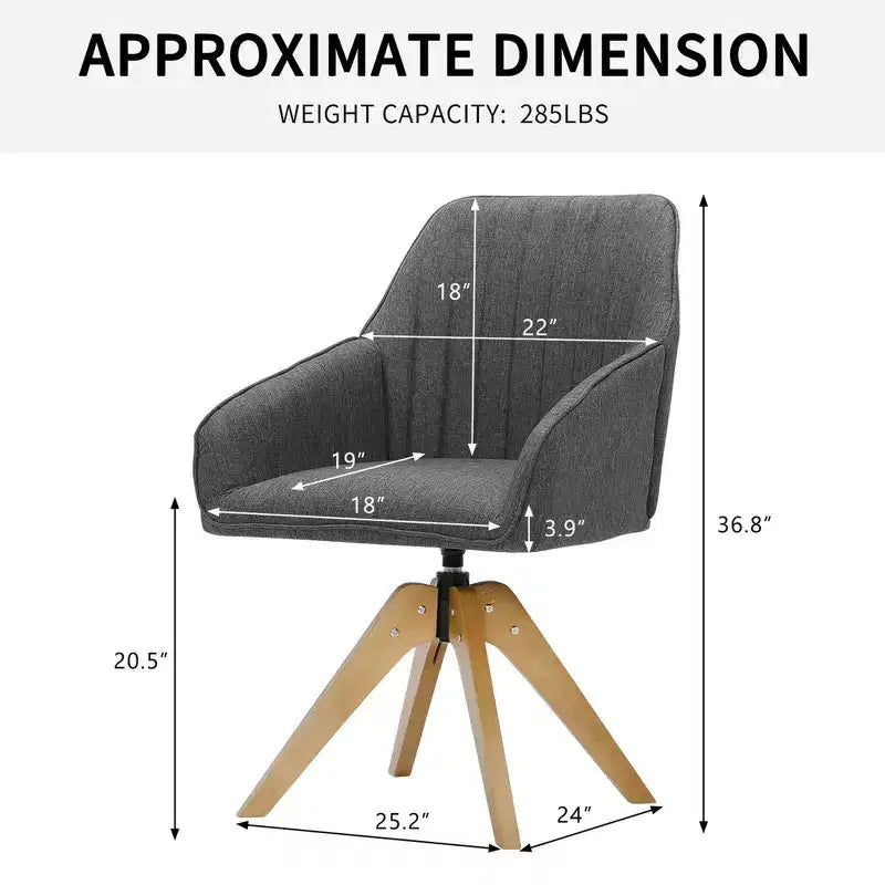 Fauteuil pivotant capitonné Furniliving en lin pour bureau, salon ou chambre à coucher