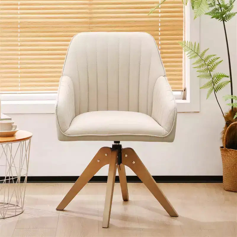 Fauteuil pivotant capitonné Furniliving en lin pour bureau, salon ou chambre à coucher