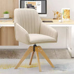 Fauteuil pivotant capitonné Furniliving en lin pour bureau, salon ou chambre à coucher
