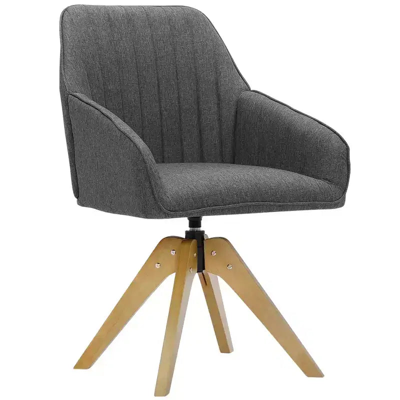 Fauteuil pivotant capitonné Furniliving en lin pour bureau, salon ou chambre à coucher