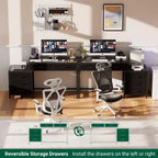 Besiost Corner Home Office Desk avec tiroirs de classement, bureau d'ordinateur avec station de charge