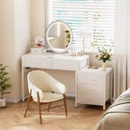 Besiost Corner Home Office Desk avec tiroirs de classement, bureau d'ordinateur avec station de charge
