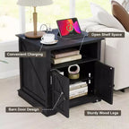 MUUEGM 24 Table de chevet avec station de recharge, table d'appoint de style ferme avec 2 tiroirs et étagère réglable, table de chevet avec pieds en bois massif