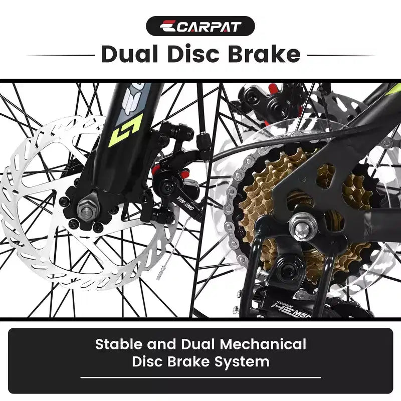 VTT Zeus & Ruta 24 avec 21 vitesses, double frein à disque, cadre en acier durable pour garçons et filles