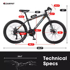 VTT Zeus & Ruta 24 avec 21 vitesses, double frein à disque, cadre en acier durable pour garçons et filles