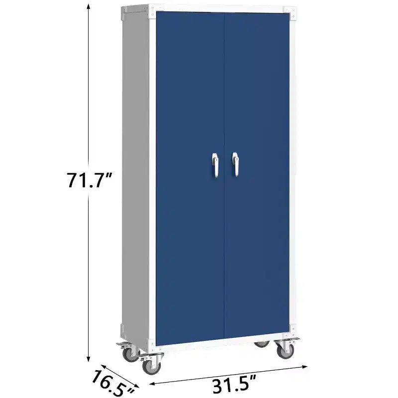 Armoire de rangement en acier avec portes verrouillables, armoire métallique robuste de 71 po avec étagères réglables
