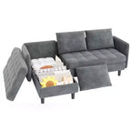 Canapé d'angle convertible, en chenille, avec rangement dissimulé, petit canapé de salon, réversible, pour petits espaces