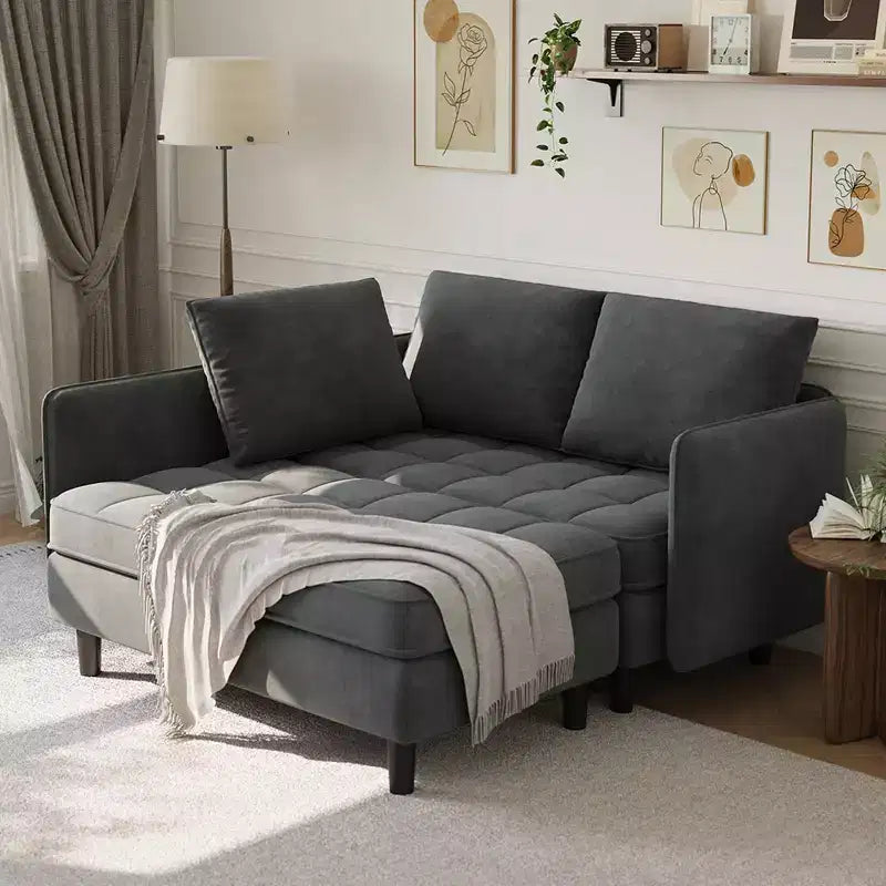 Canapé d'angle convertible, en chenille, avec rangement dissimulé, petit canapé de salon, réversible, pour petits espaces