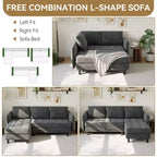 Canapé d'angle convertible, en chenille, avec rangement dissimulé, petit canapé de salon, réversible, pour petits espaces