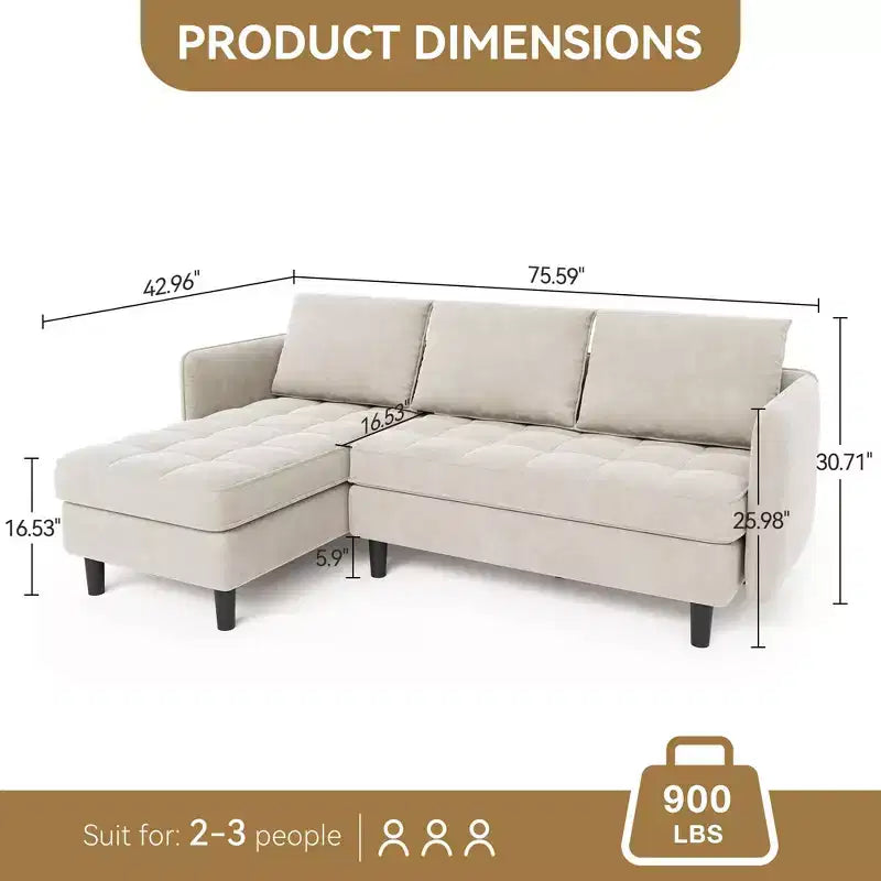 Canapé d'angle convertible, en chenille, avec rangement dissimulé, petit canapé de salon, réversible, pour petits espaces