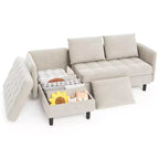 Canapé d'angle convertible, en chenille, avec rangement dissimulé, petit canapé de salon, réversible, pour petits espaces