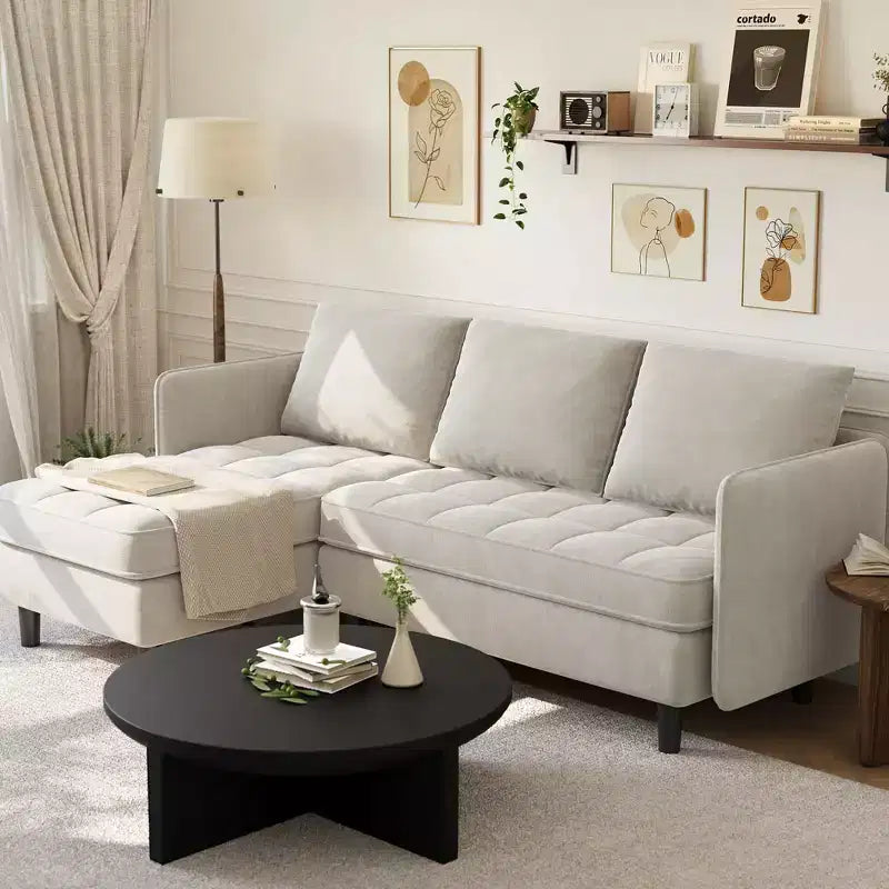 Canapé d'angle convertible, en chenille, avec rangement dissimulé, petit canapé de salon, réversible, pour petits espaces