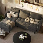 Canapé d'angle convertible, en chenille, avec rangement dissimulé, petit canapé de salon, réversible, pour petits espaces
