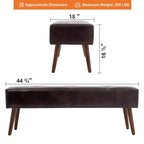 Banc Ottomane Furniliving 44 pouces pour Chambre à Coucher, Rembourré en Faux Cuir avec Pieds en Bois pour Salon/Chambre à Coucher/Entrée