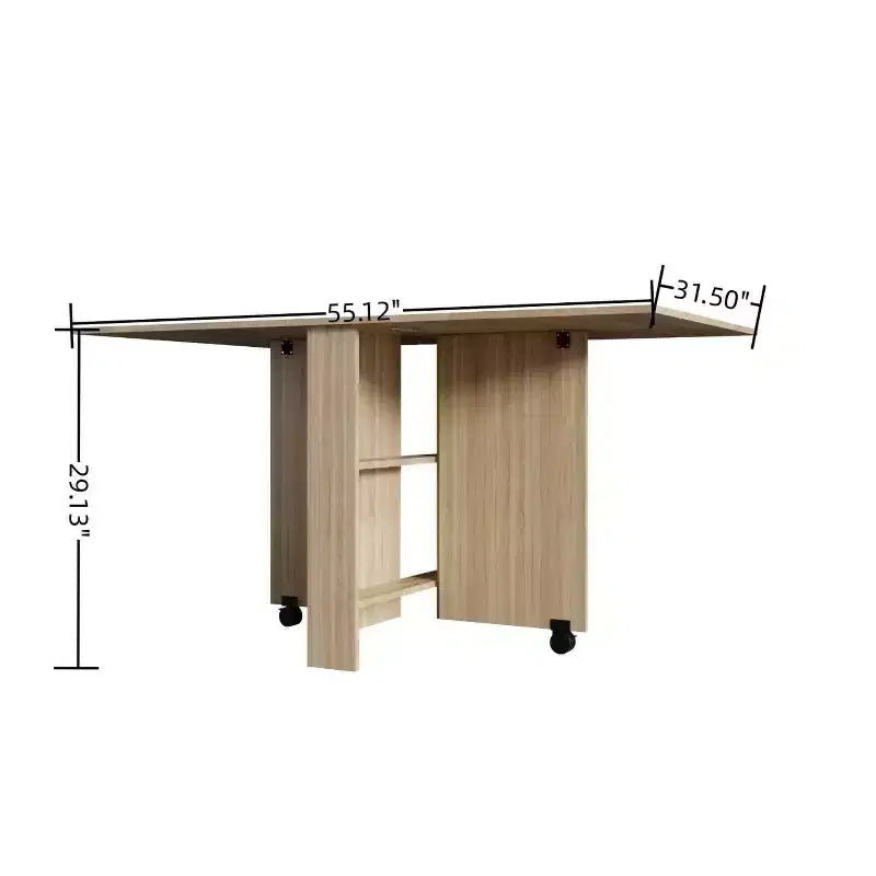 Homy Casa Table à manger pliante à abattants avec roulettes, Chêne Naturel Table convertible peu encombrante pour salle à manger ou travail