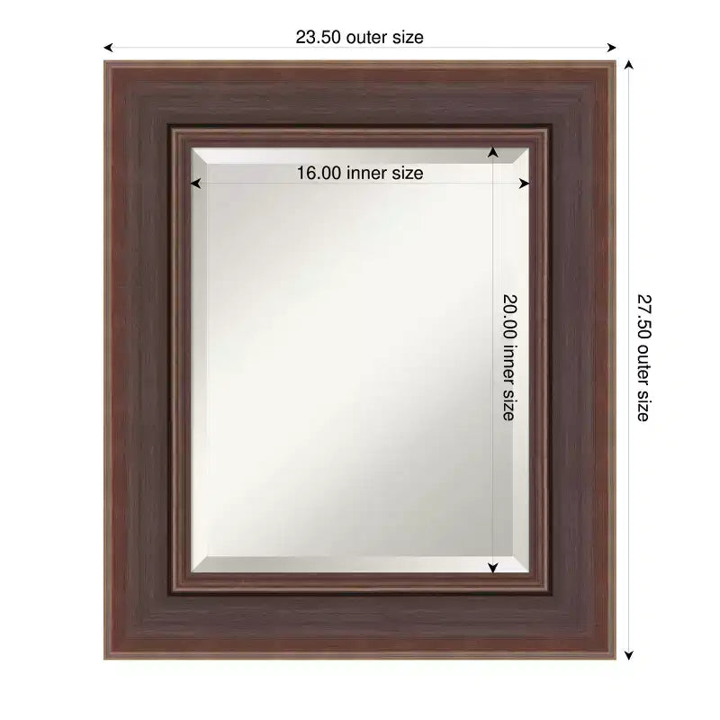 Miroir Mural de Salle de Bain Amanti Art Moab Bronze avec Cadre Biseauté