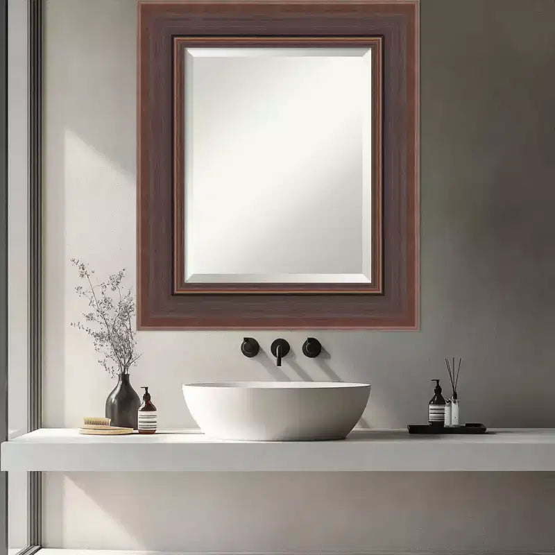 Miroir Mural de Salle de Bain Amanti Art Moab Bronze avec Cadre Biseauté