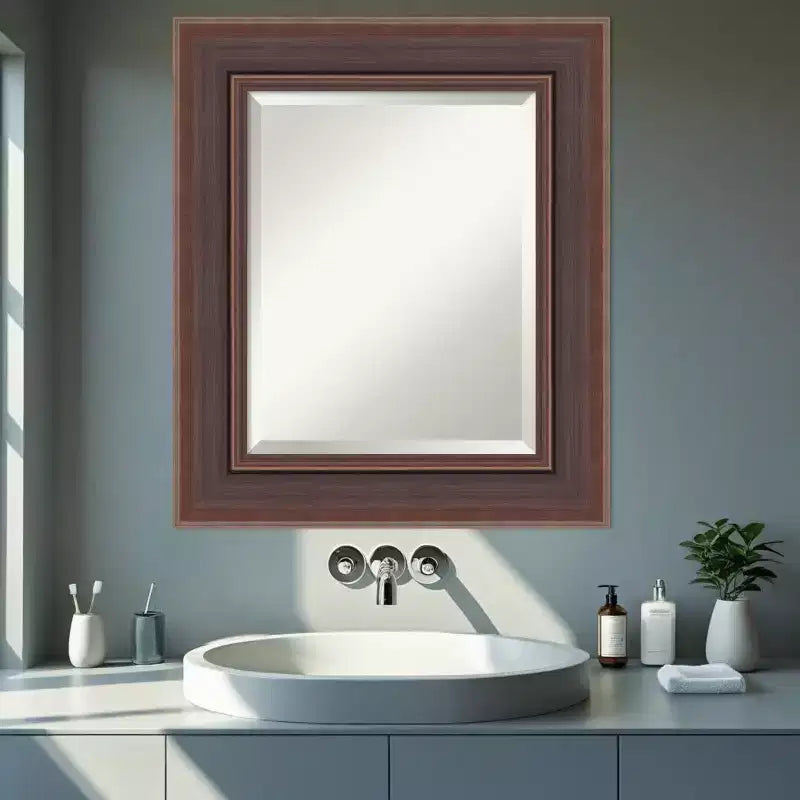 Miroir Mural de Salle de Bain Amanti Art Moab Bronze avec Cadre Biseauté