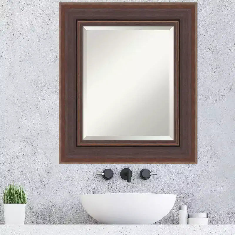 Miroir Mural de Salle de Bain Amanti Art Moab Bronze avec Cadre Biseauté