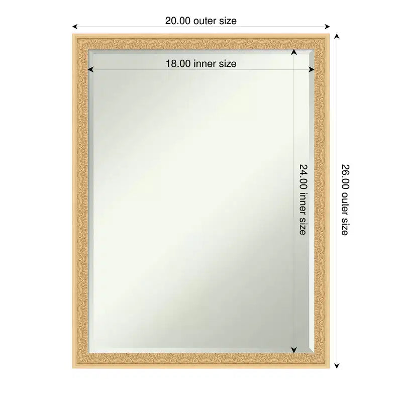 Miroir mural de salle de bain Amanti Art Bethany, encadré de bois biseauté d'un demi-pouce