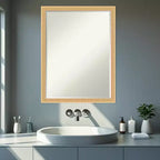 Miroir mural de salle de bain Amanti Art Bethany, encadré de bois biseauté d'un demi-pouce
