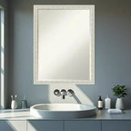 Miroir mural de salle de bain Amanti Art Bethany, encadré de bois biseauté d'un demi-pouce