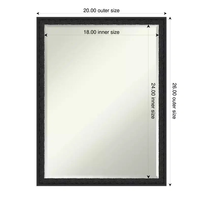 Miroir mural de salle de bain Amanti Art Bethany, encadré de bois biseauté d'un demi-pouce